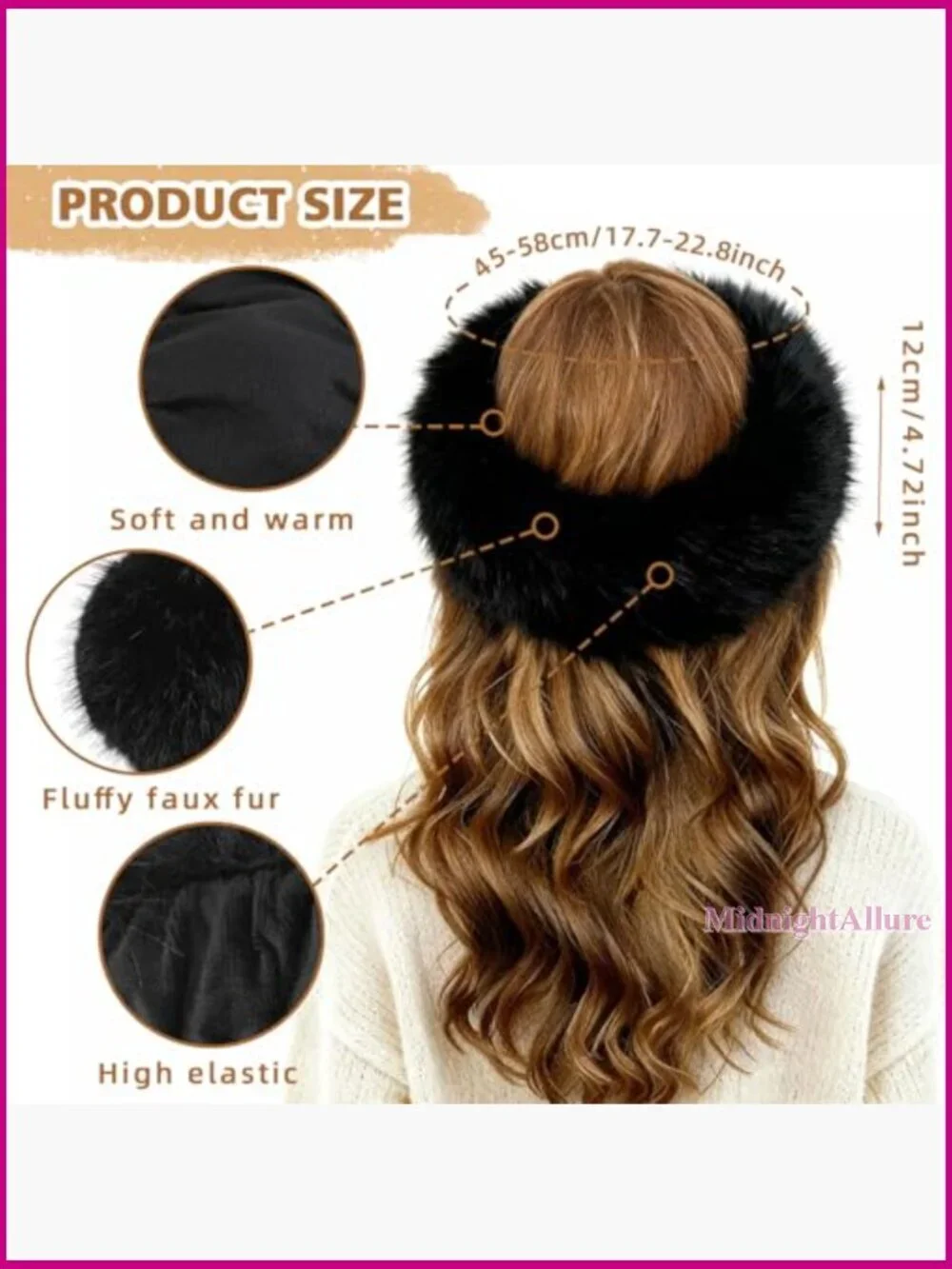 Faux Fur Headband Ear Warmer Elastic Winter Hat Fluffy Earmuff